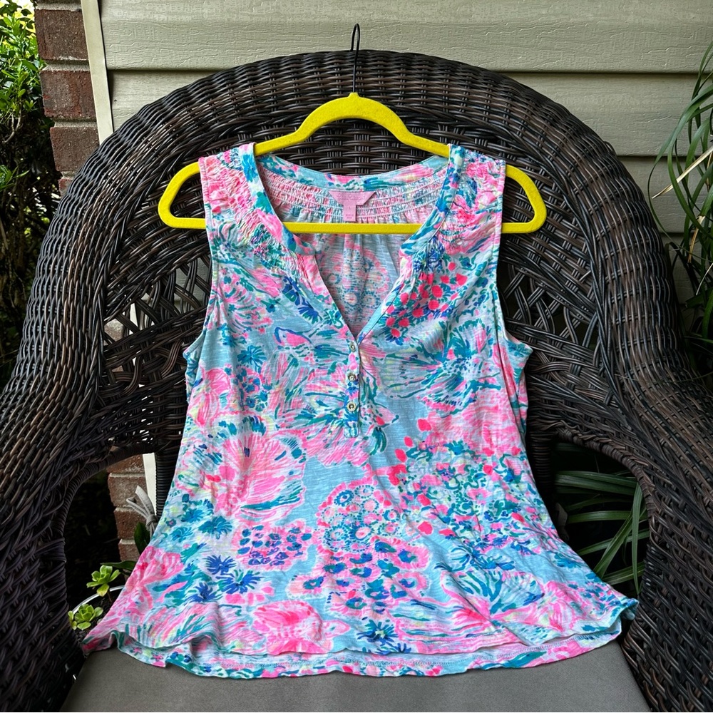 Lilly Pulitzer Essie Tank Top Bahamas Beachcomber L